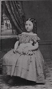 Antique CDV Little girl with corkskrew curls and her china doll